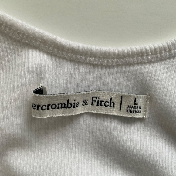 Abercrombie & Fitch Wrap Sleeveless Bodysuit Sz L White Stretch Capsule Ribbed - Picture 5 of 13